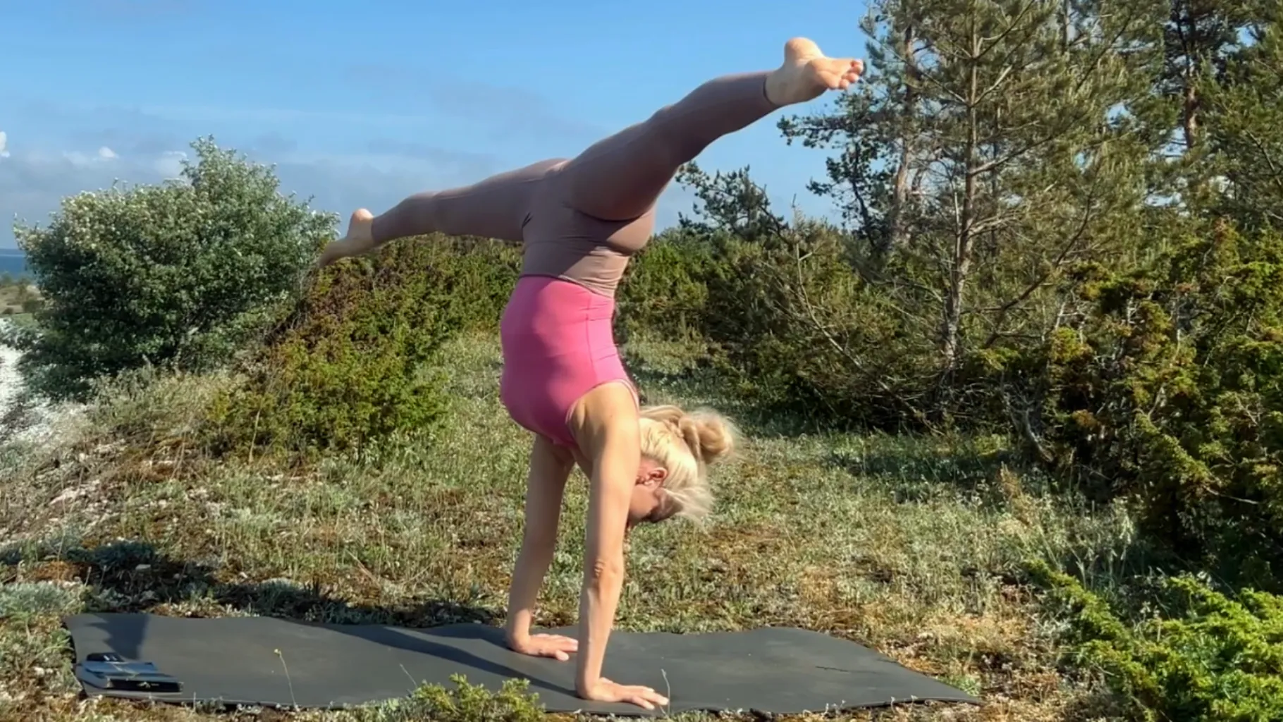 Upavishta Konasana in Adho Mukha Vrikshasana